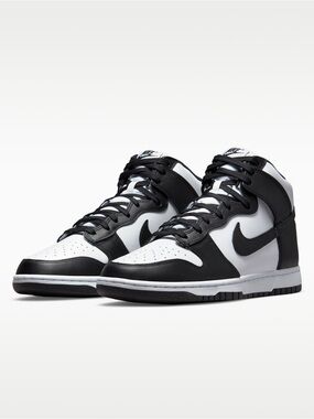 Nike Dunk Black and White High-Top Retro Sneakers - Classic Swoosh